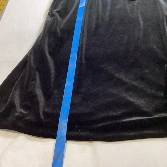 KS Petite 8P Black Velvet Wrap Dress With Shoulder Pads Glam Chic Knee Length - Picture 6 of 6